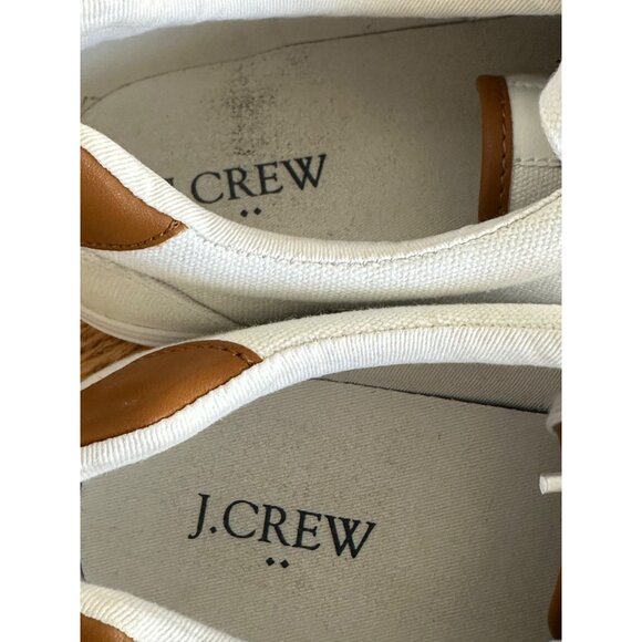 J.Crew Mens Canvas Lace Up Sneakers White & Tan Sneakers Size 11 - Picture 3 of 7